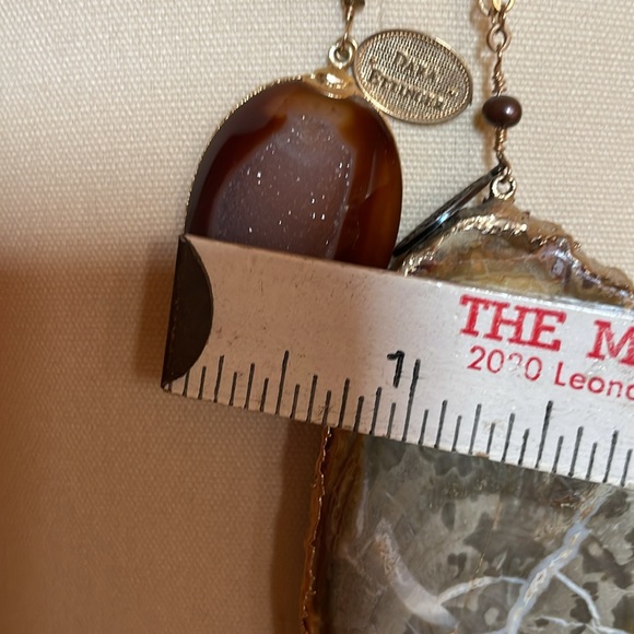 Anthropologie Dara Ettinger Two Layered gold tone chain stone pendant necklaces - Picture 7 of 7